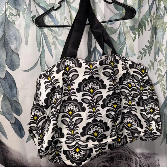 Vera Bradley Black & White Floral-Style Travel Bag with Yellow Accents - Picture 3 of 3